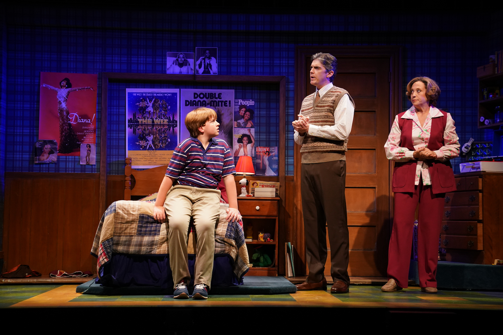 Jarrod Zimmerman with Holden Hagelberger and Sally Wilfert in Trevor the musical at Stage 42